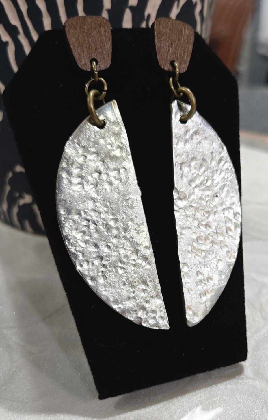 Vintage Large Hammered Post Earrings