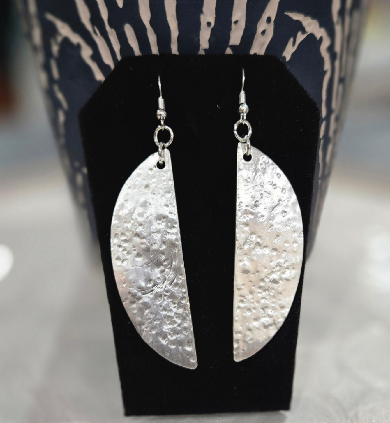 Vintage Large Fishook Hammered Earrings