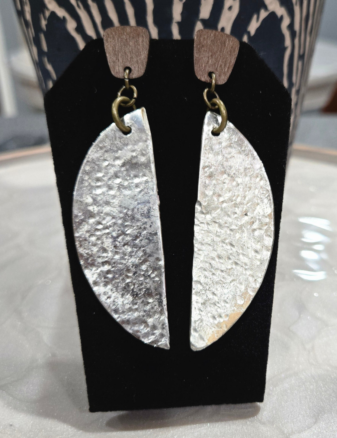 Vintage Large Hammered Post Earrings