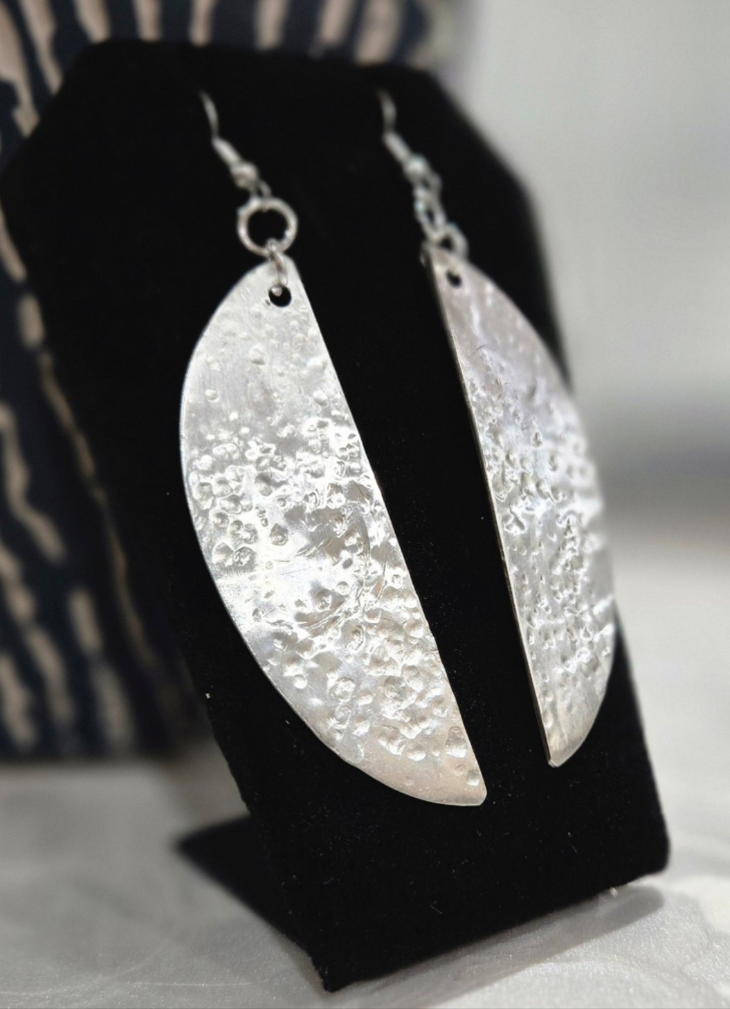 Vintage Large Fishook Hammered Earrings