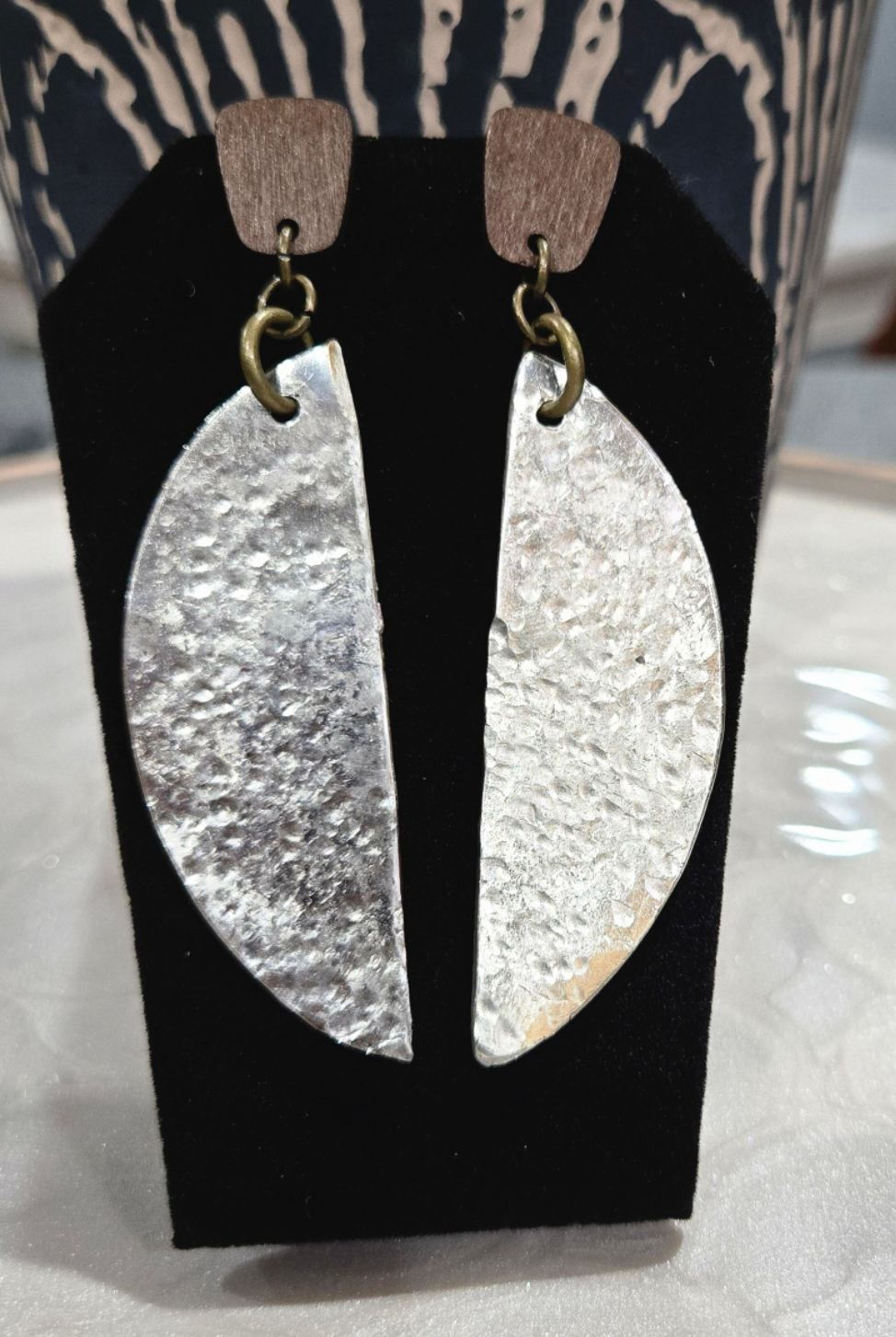 Vintage Large Hammered Post Earrings
