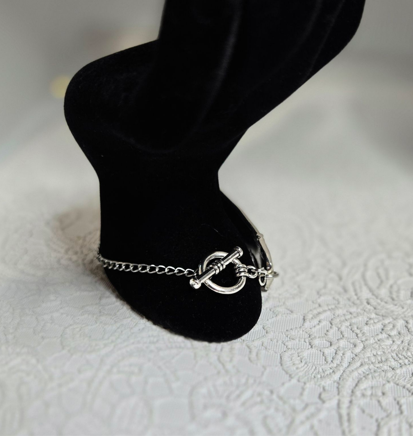 Bold Flower and Dainty Toggle Clasp