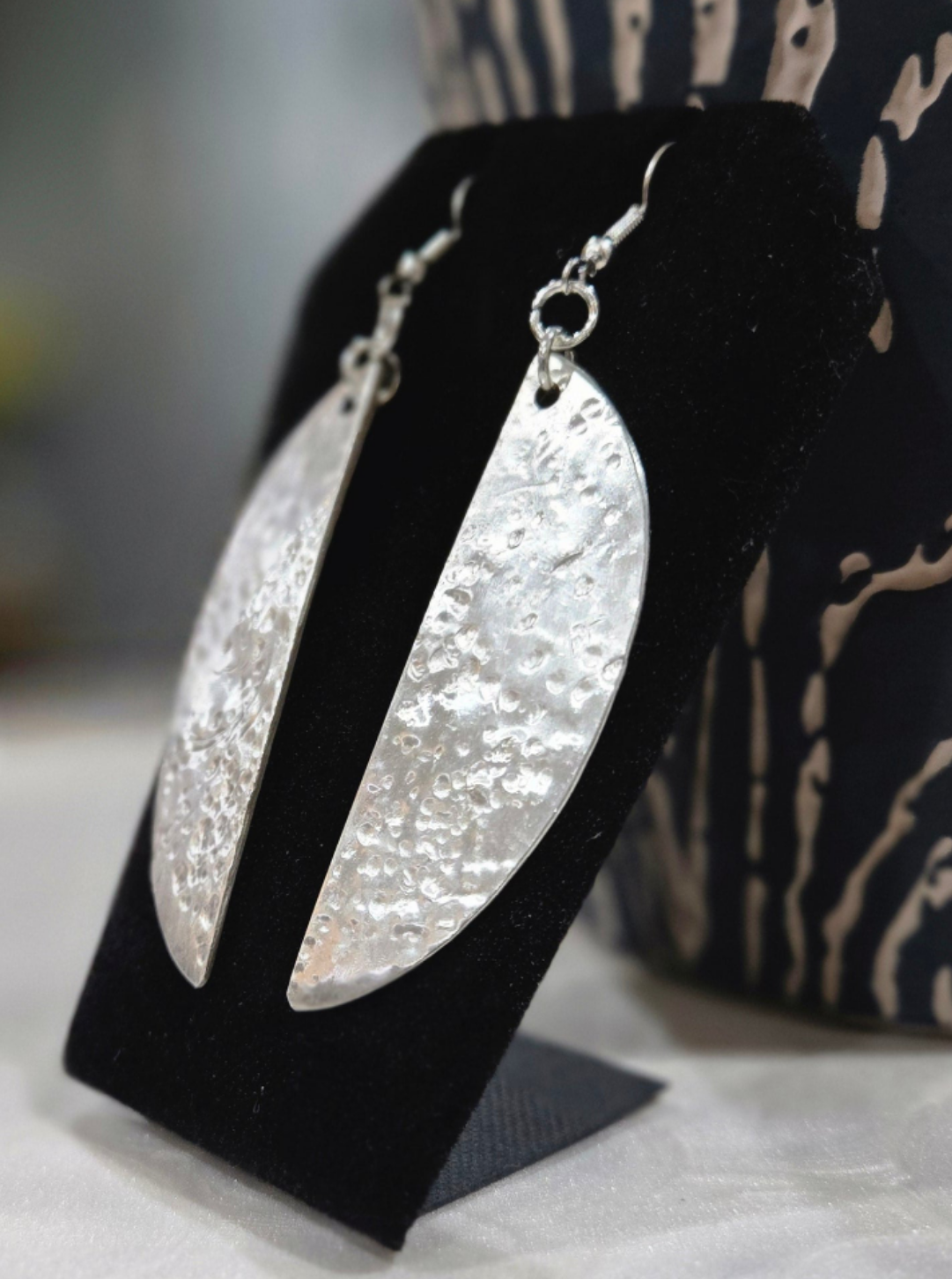 Vintage Large Fishook Hammered Earrings