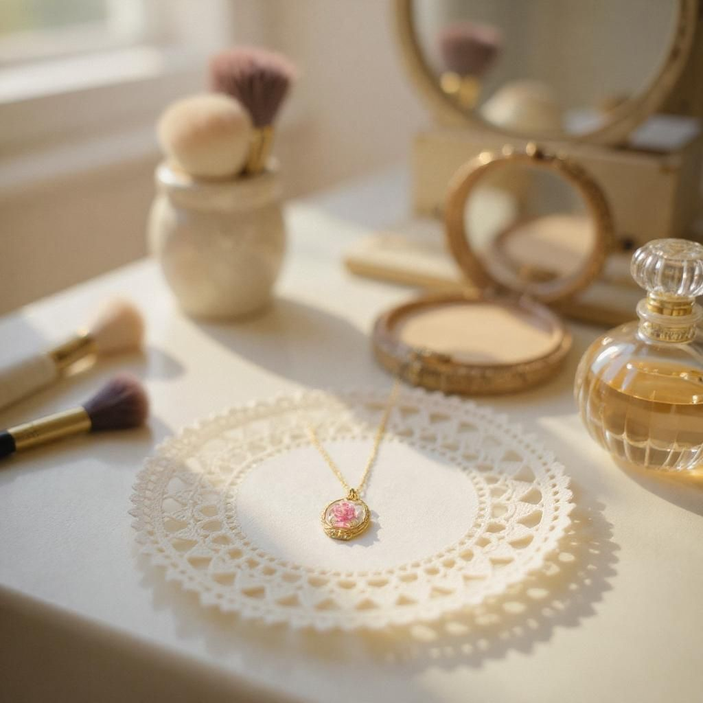Pink Rose Pendant necklace on a 24-inch gold chain