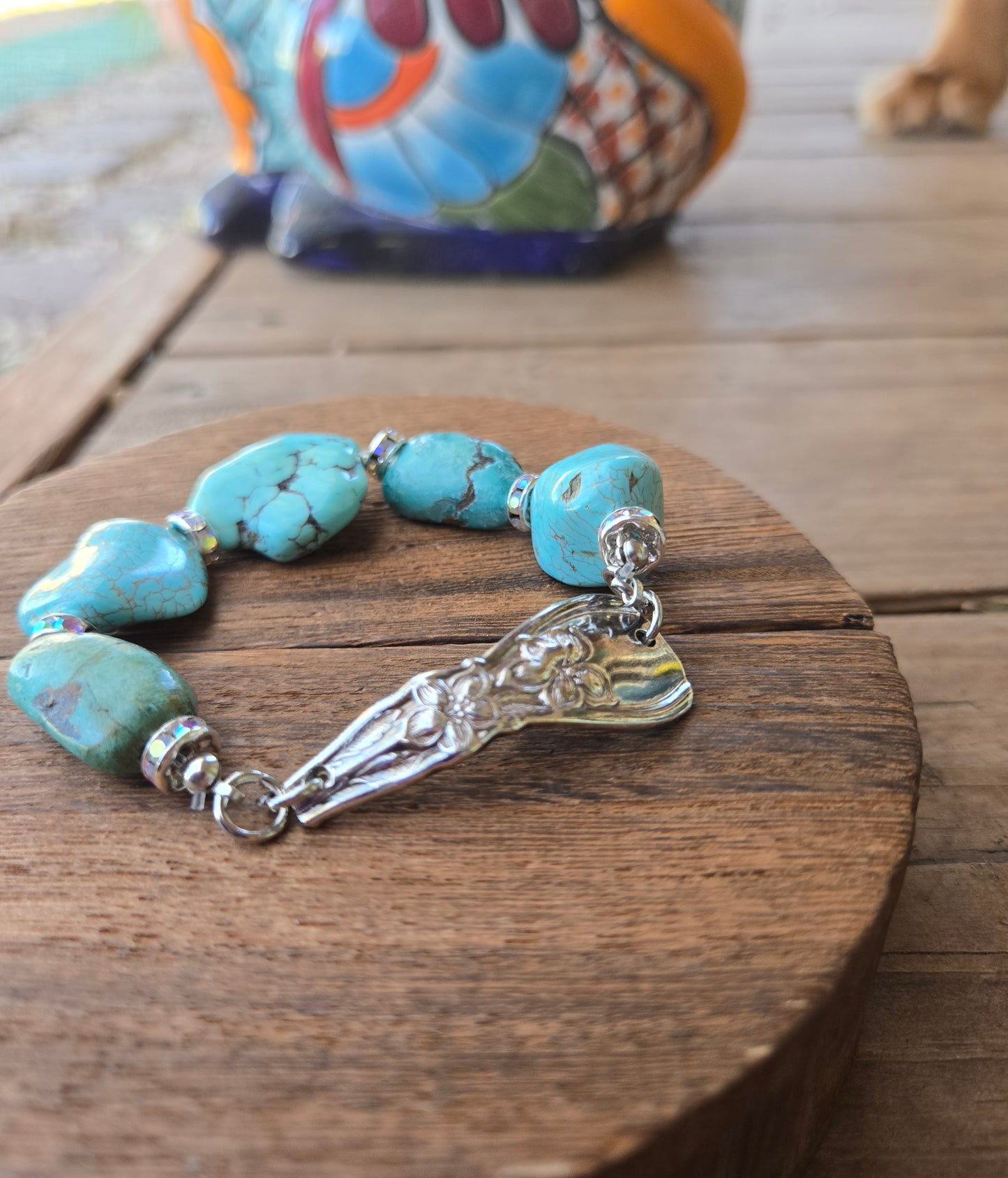 Orange Blossom Torquoise Bracelet (slip on) (PT-B4)