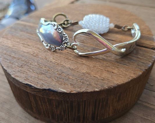 White Infiniti Heart Bracelet