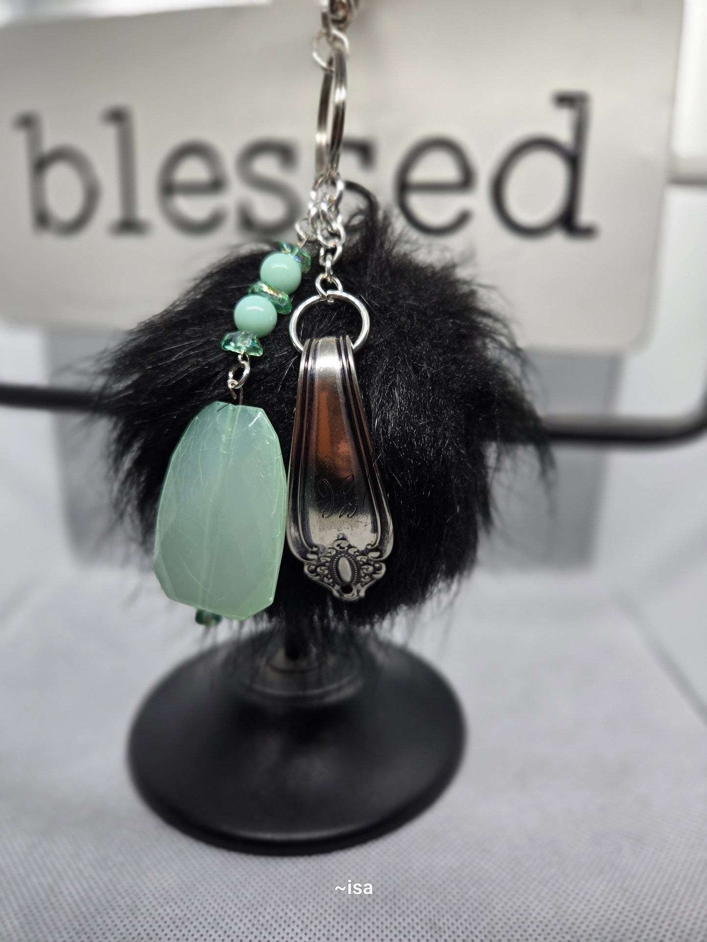 Pompom Spoon Handle Keychain (see caption)
