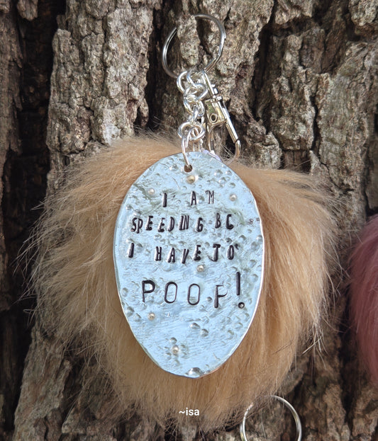 Pompom keychains "I'm speeding..."