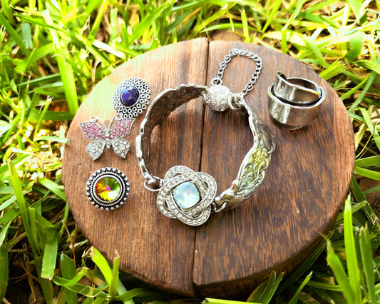 Button Snap Bracelet (four total interchangeable charms)