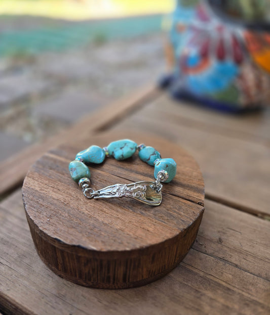 Orange Blossom Torquoise Bracelet (slip on)