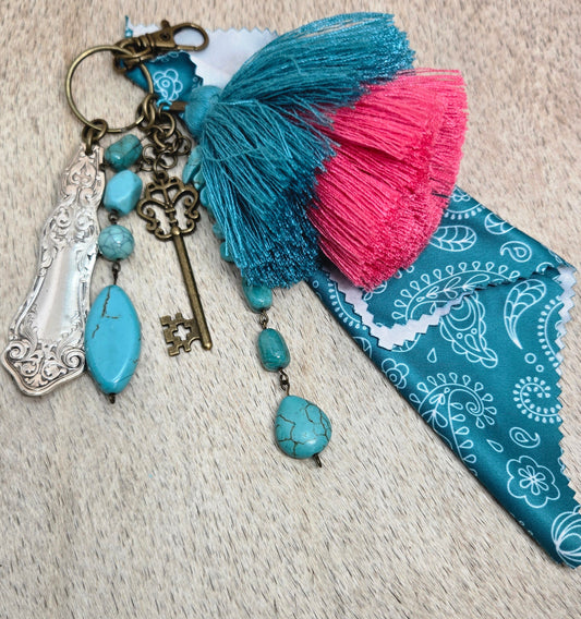 Blue Tassel Keychain