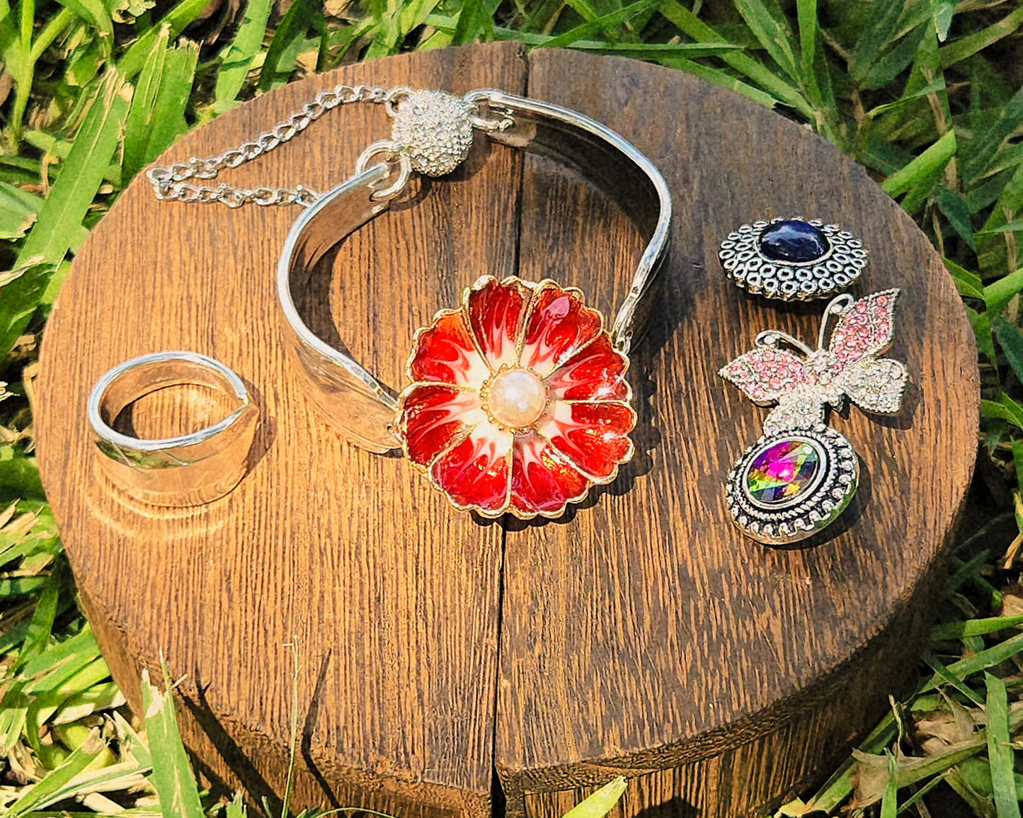 Button Snap Bracelet (four total interchangeable charms)