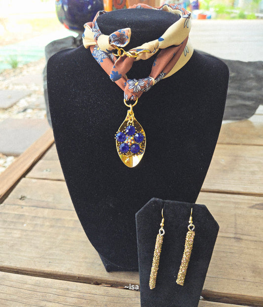 Yellow Fall Necklace with Complementary Earrings
