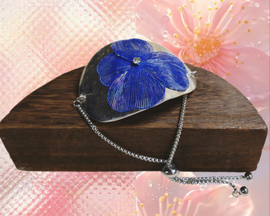 Blue Drawstring Flower Bracelet