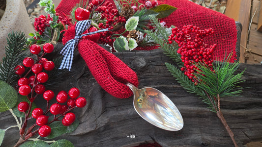Red Checkered Christmas Spoon Ornament (plain)