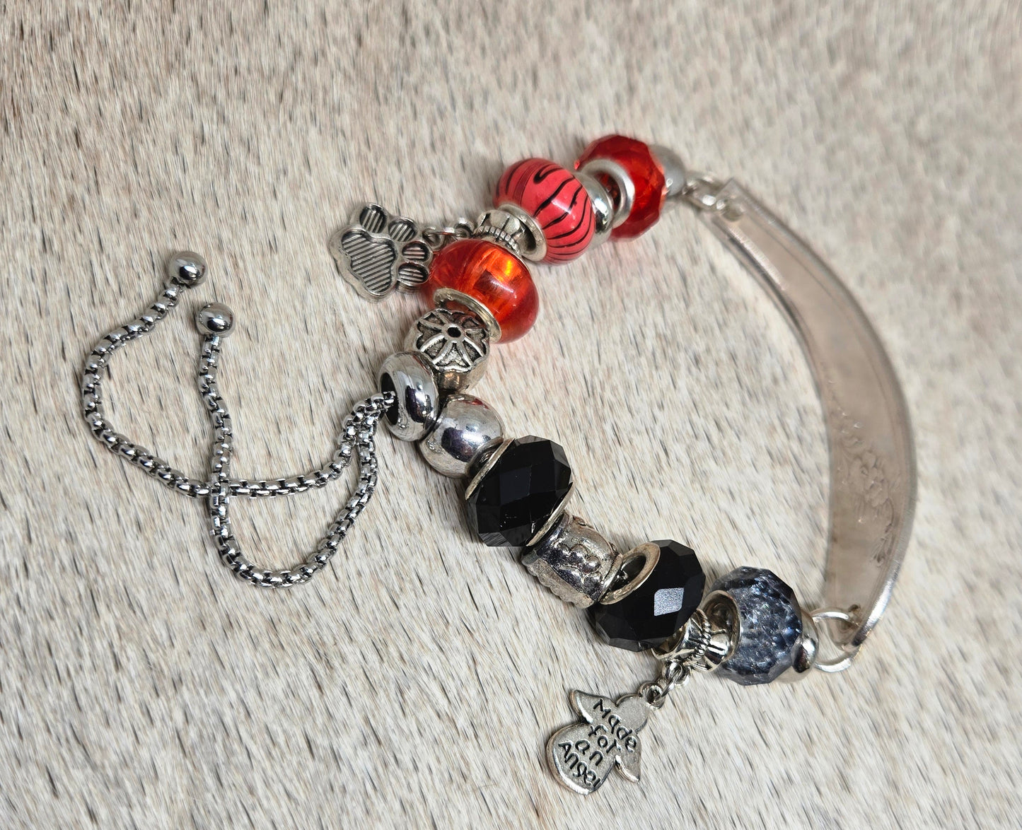 Orange and Black Charmed Bracelet