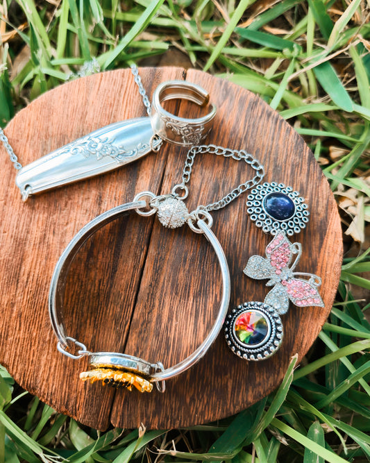 Button Snap Bracelet (four total interchangeable charms)