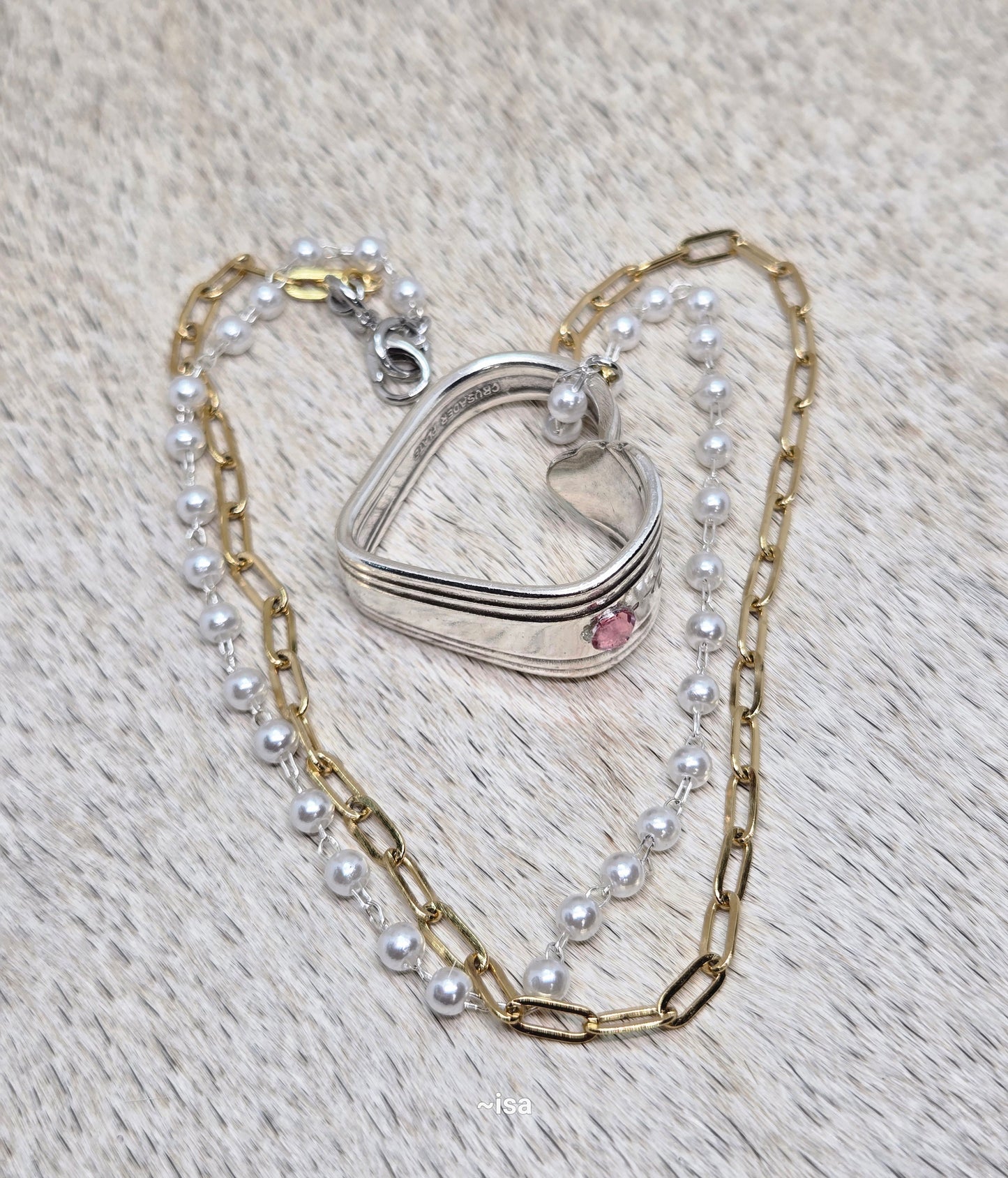 Pink Rhinestone, Pearl and Gold