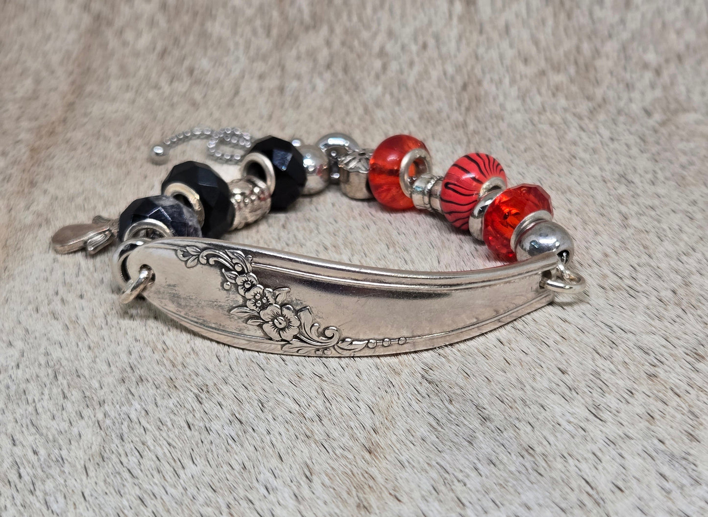 Orange and Black Charmed Bracelet