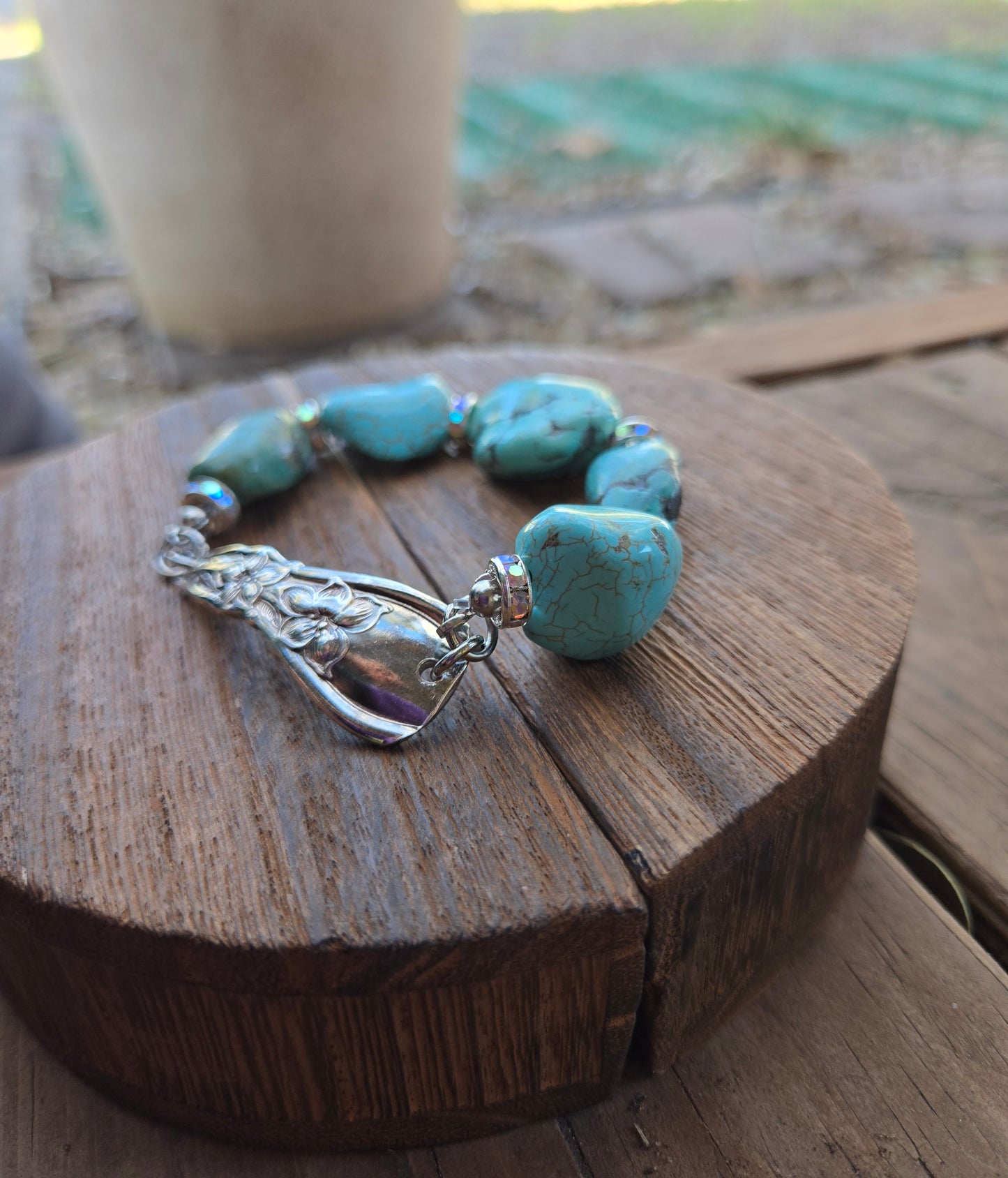 Orange Blossom Torquoise Bracelet (slip on) (PT-B4)